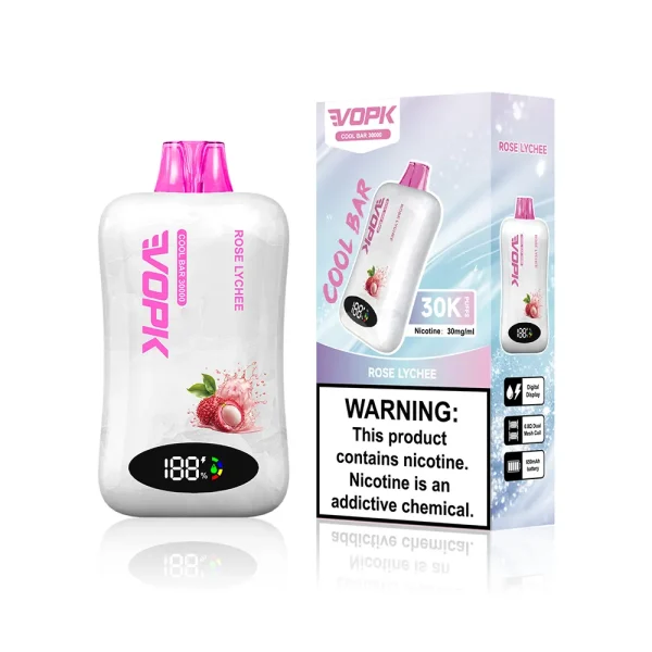 VOPK Cool Bar 30000 bouffées, cigarette électronique jetable avec écran intelligent - Rose litchi