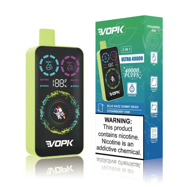 VOPK ULTRA 40000 Puffs 2-in-1 Dual Flavor Disposable Vape-Blue Razz Gummy BearStrawberry Kiwi