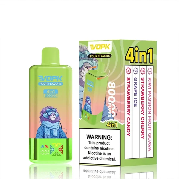 VOPK Four Flavors 4-in-1 80000 Puffs Disposable Vape-Kiwi Passion Fruit Guava/Strawberry Cherry/Grape lce/Strawberry Candy