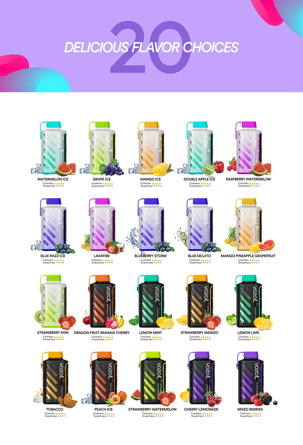  Vozol GEAR POWER 20000 Puffs | Disposable Vape Wholesale for Retailers and Distributors  