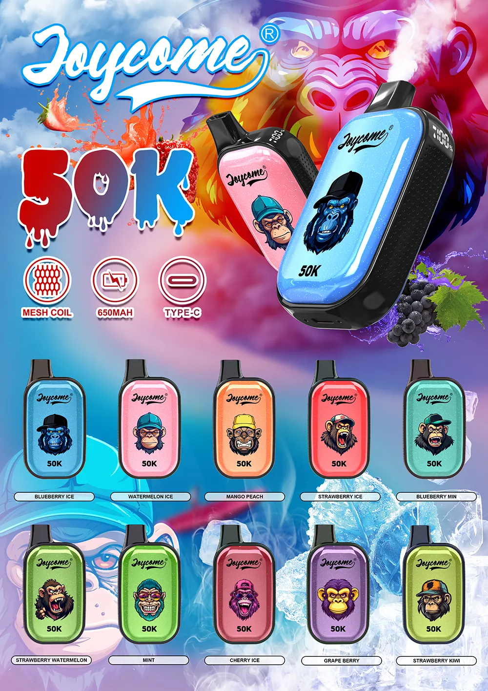    JOYCOME 5OK Rechargeable Disposable Vape | Wholesale Vape Supplier  